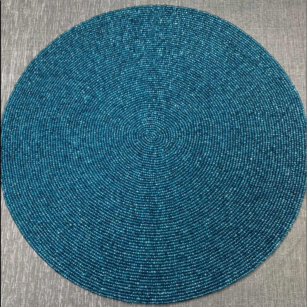 Artistic Accents Beaded Round Placemats - Teal S/4